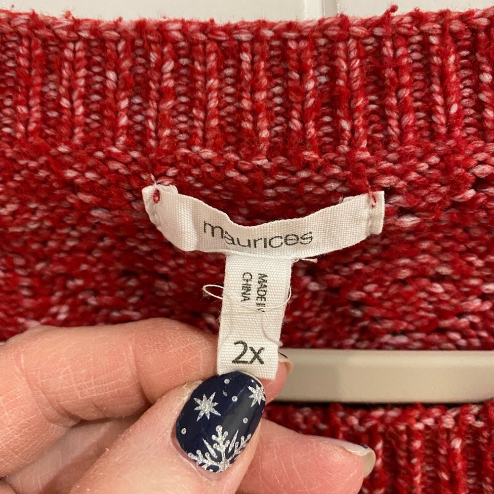 🛍️SALE…Maurices Textured Red Crew Neck Sweater - Picture 2 of 4
